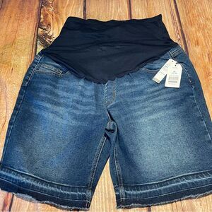 Time&Tru Maternity 5 pocket denim jean bermuda shorts Size XL (18-20) NWT